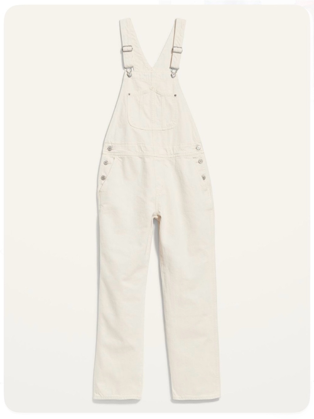 Old navy women’s off white denim overalls size 6 100% cotton
